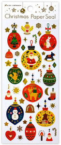 Woodland Christmas Ornament Stickers with Gold Accents