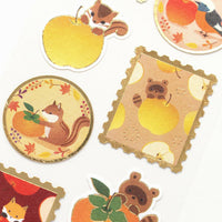 Animals Autumn Harvest Stickers with gold accents