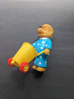 Vintage Mama Bear with Cart Flocked Toy