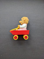 Vintage Sister Bear with Wagon Flocked Toy