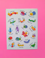 Vintage Hallmark Motivational Spring Bugs Sticker Sheet