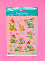 Vintage American Greetings Bloomer Bunny Large Pink Sticker Sheet