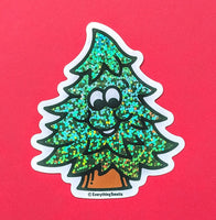 Sparkly Pine Tree Vinyl Sticker by EverythingSmells