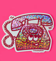 Sparkly Pink Telephone Vinyl Sticker by EverythingSmells *NEW!