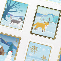 Winter Sticker Stamps with gold accents